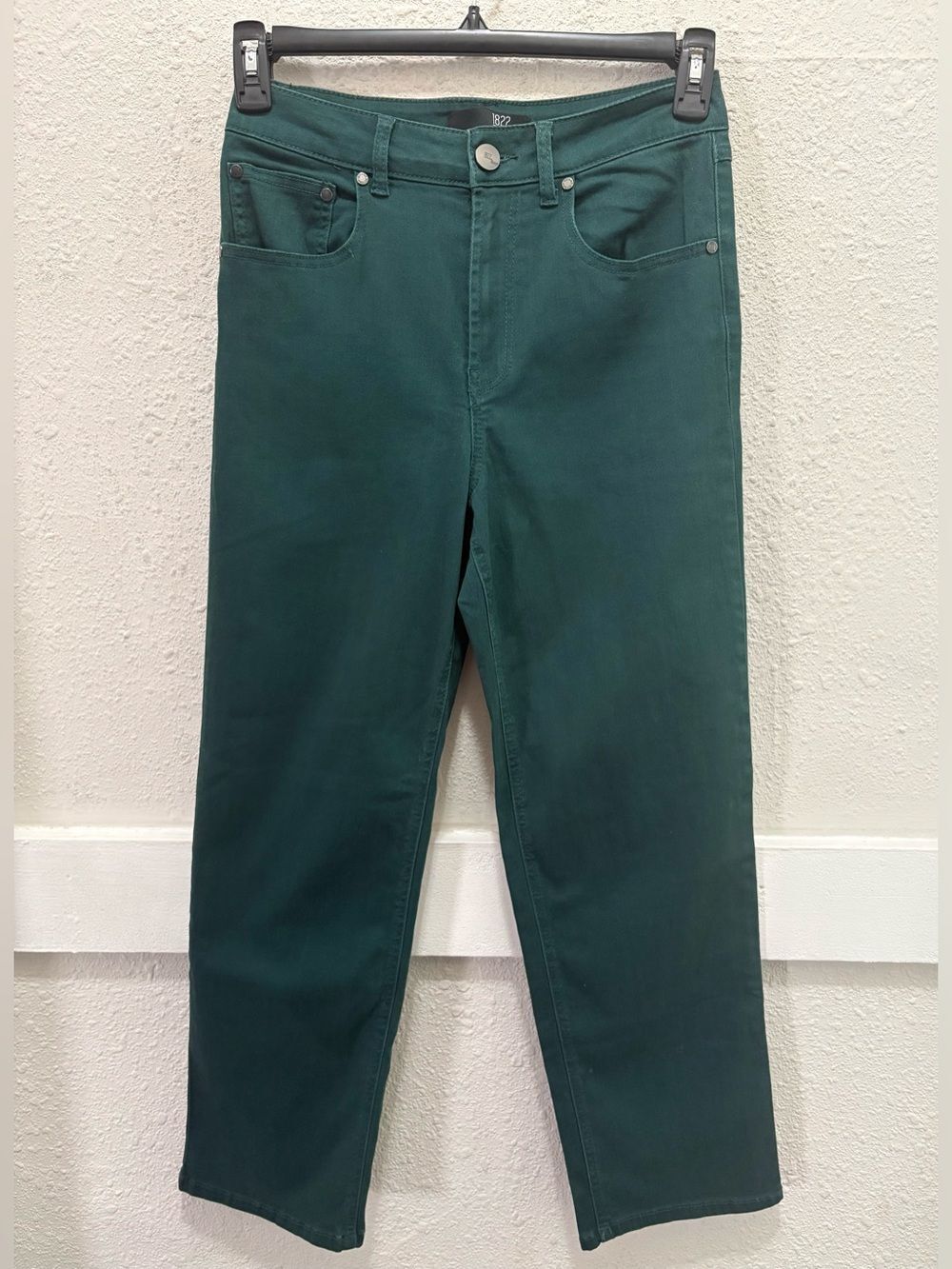1822 Denim Super High Rise Ankle Straight Jeans in Green NEW 4/27